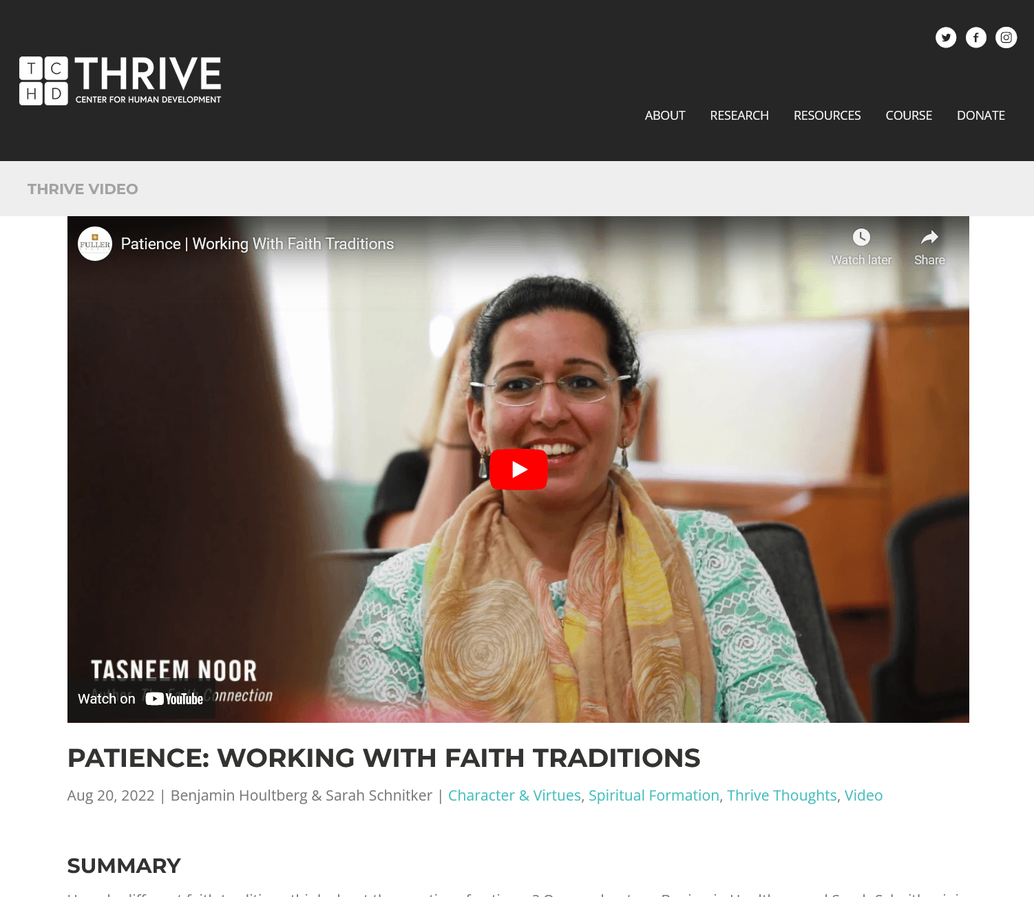Patience: Working with Faith Traditions — The Thrive Center